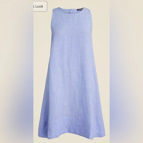 J.Crew Petite Maxine button-back dress in linen in French blue